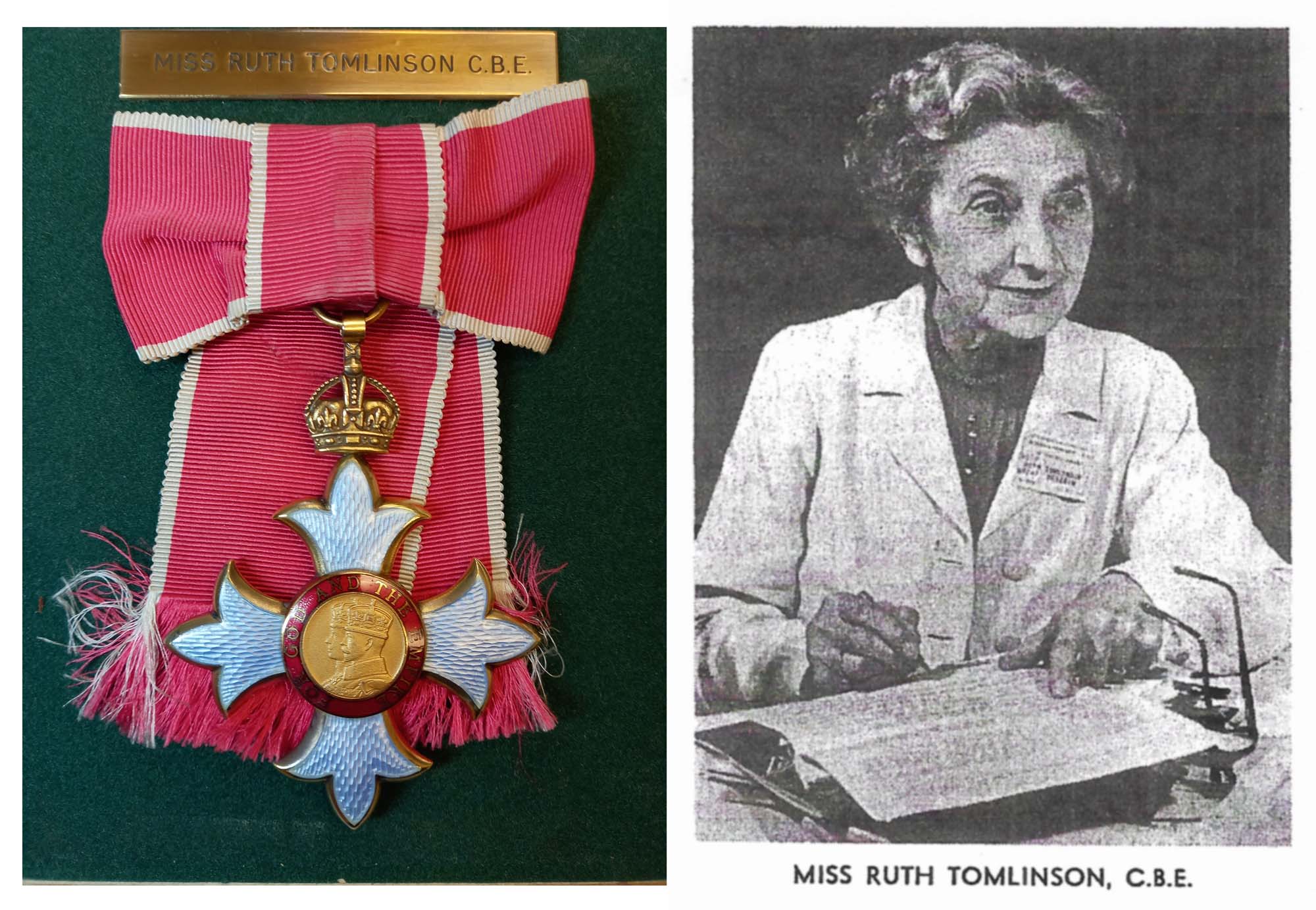 Miss Ruth Tomlinson and her CBE