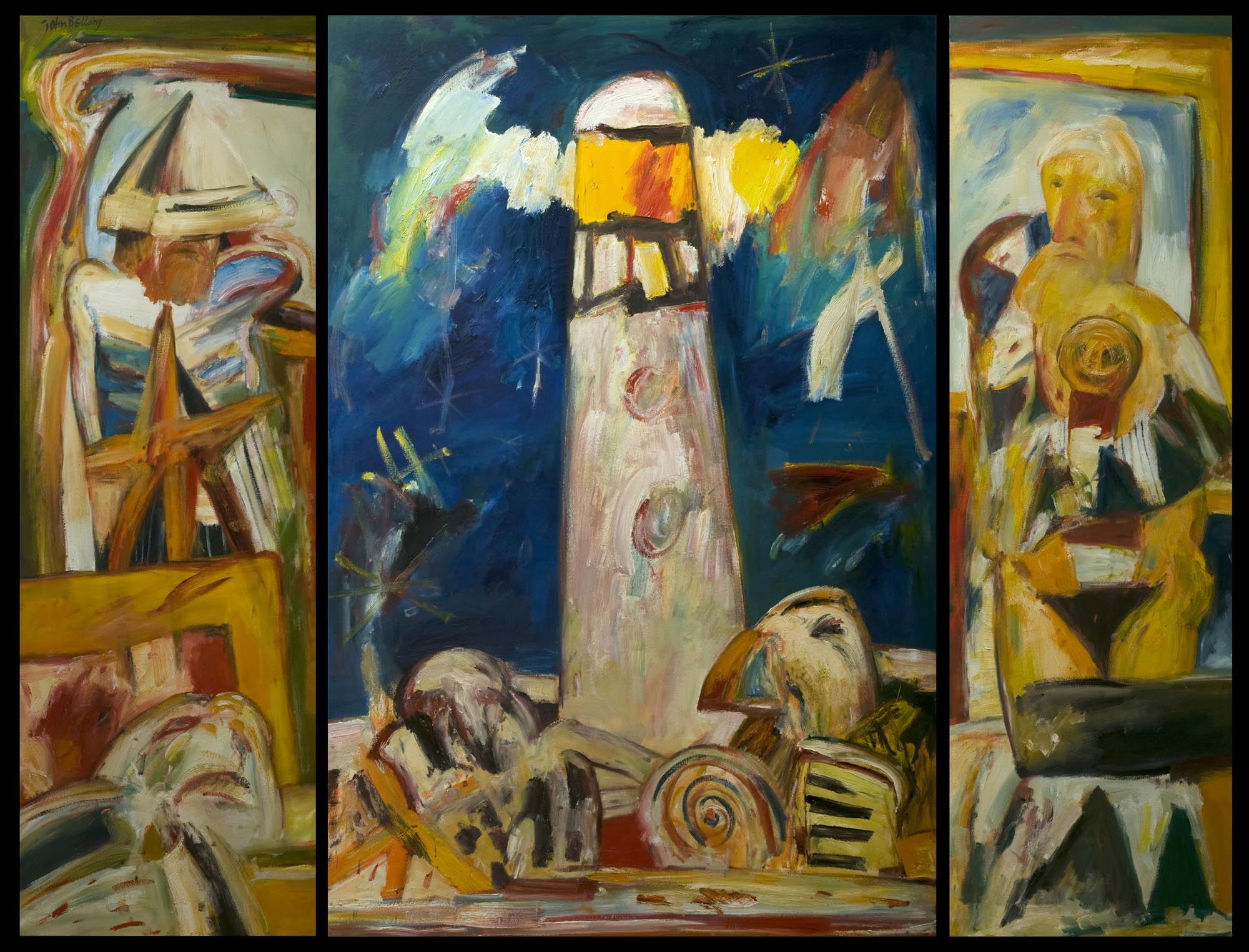 John Bellany (1942-2013), Lune de Miel (Towards the Lighthouse) (triptych), 1980, © The Artist’s Estate