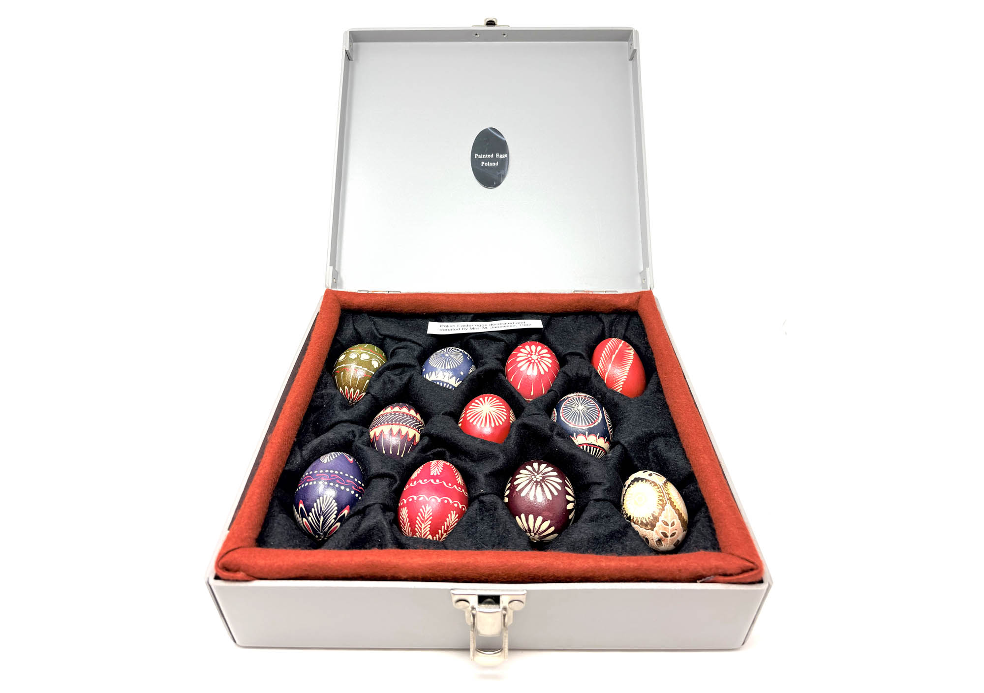 Photo of a box of decorated eggs