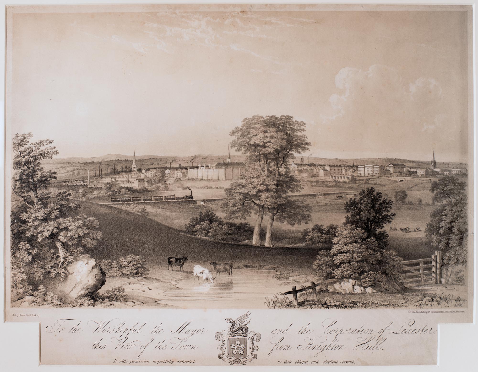 Henry Burn View Of The Town Of Leicester From Knighton Hill