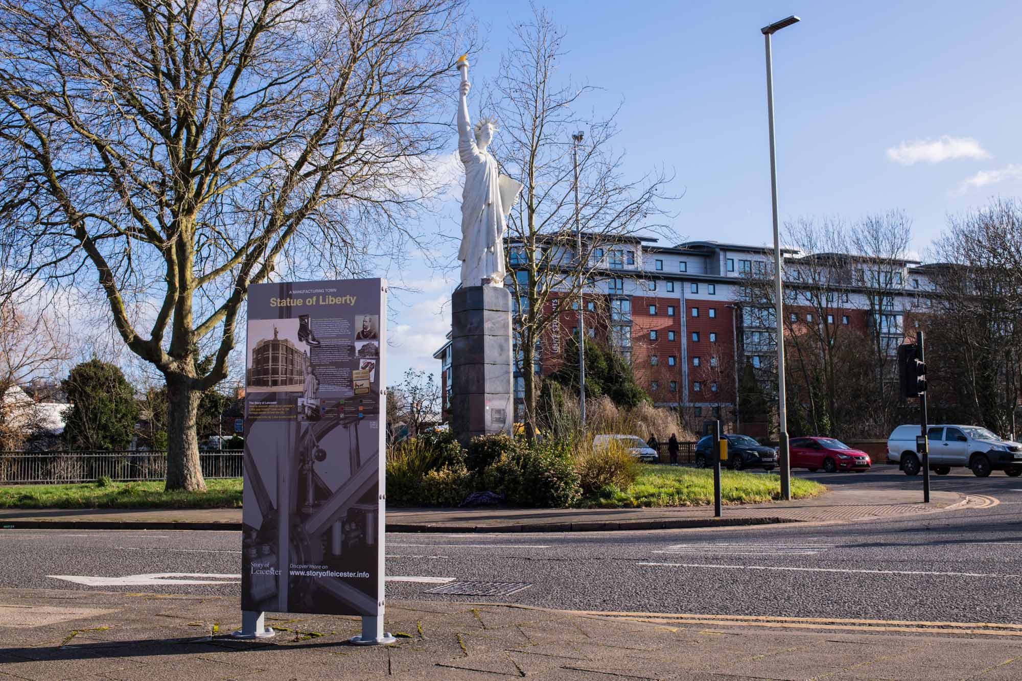 The Statue of Liberty that once topped the Liberty Factory, photographed in 2024