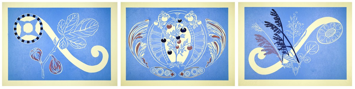 Steam and Seeds Set by Mandeep Dhadialla, Linocut, 2023. Donated by the artist, 2023.